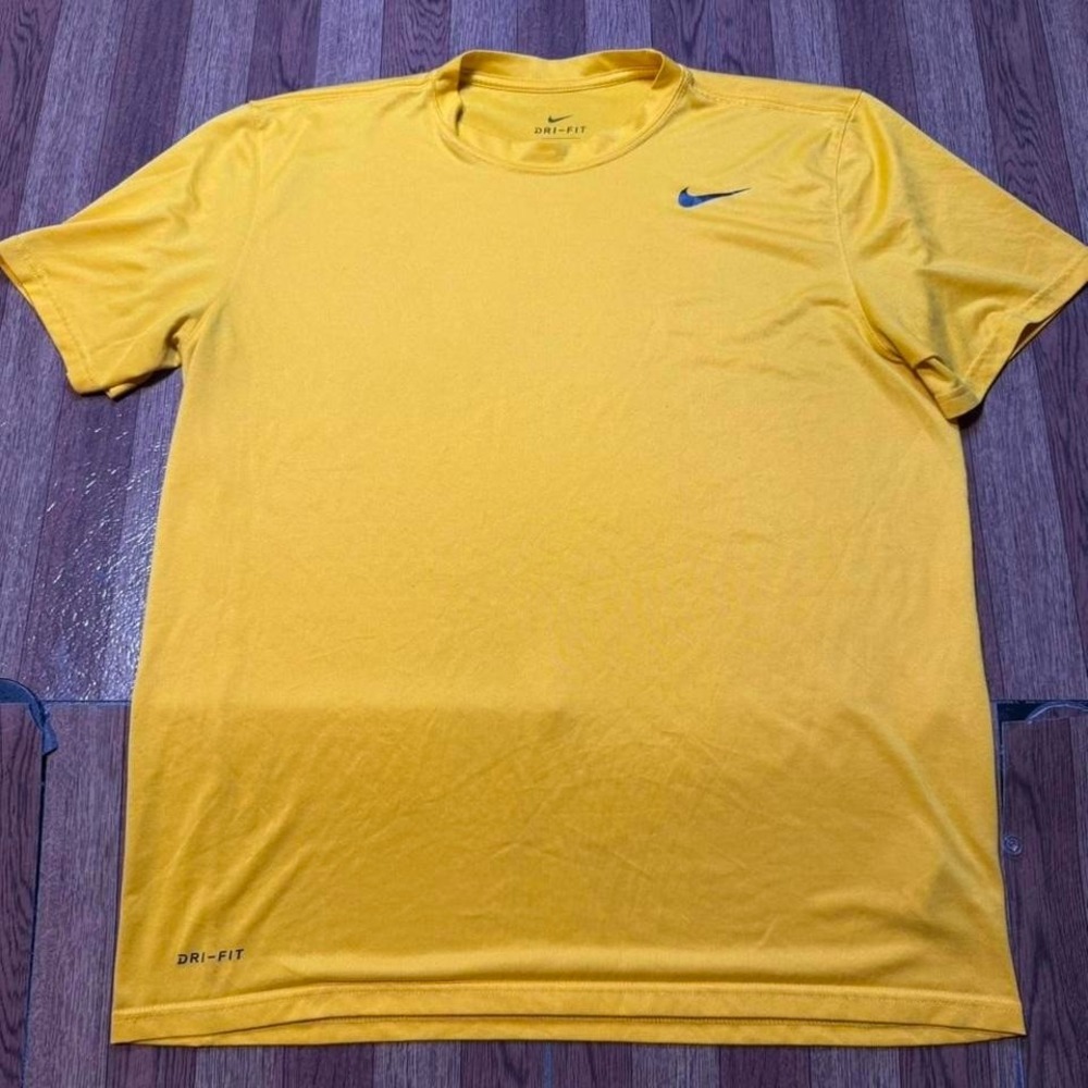 Nike Yellow Dri-Fit‎ Retro Tech Sportswear Running Train Shirt Fits Medium